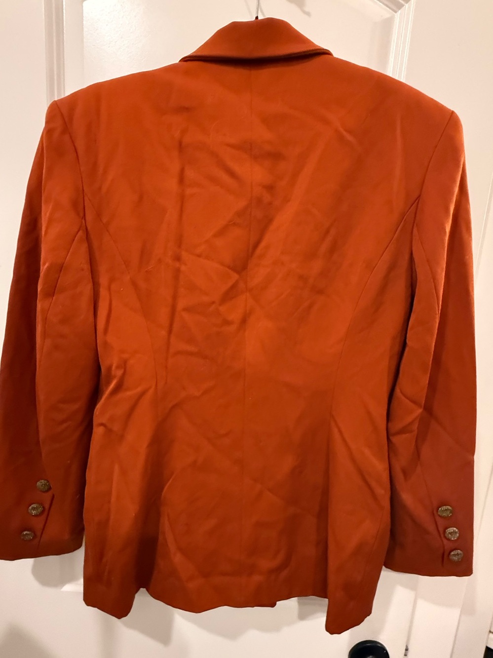 bebe Double-Breasted Orange Blazer with Gold Buttons - Picture 5 of 7